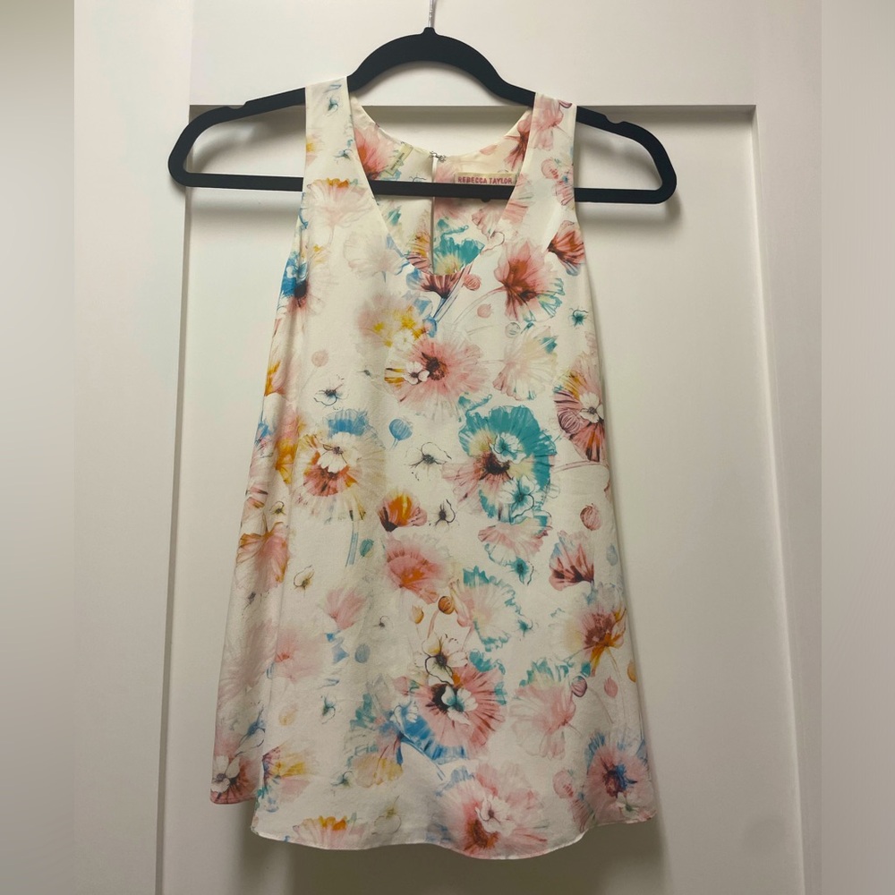 Rebecca Taylor silk floral blouse, size 0